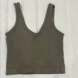 Urban Outfitters Khaki Ribbed Tank Top